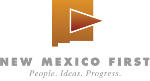 A logo for New Mexico First, with the text "People. Ideas. Progress."