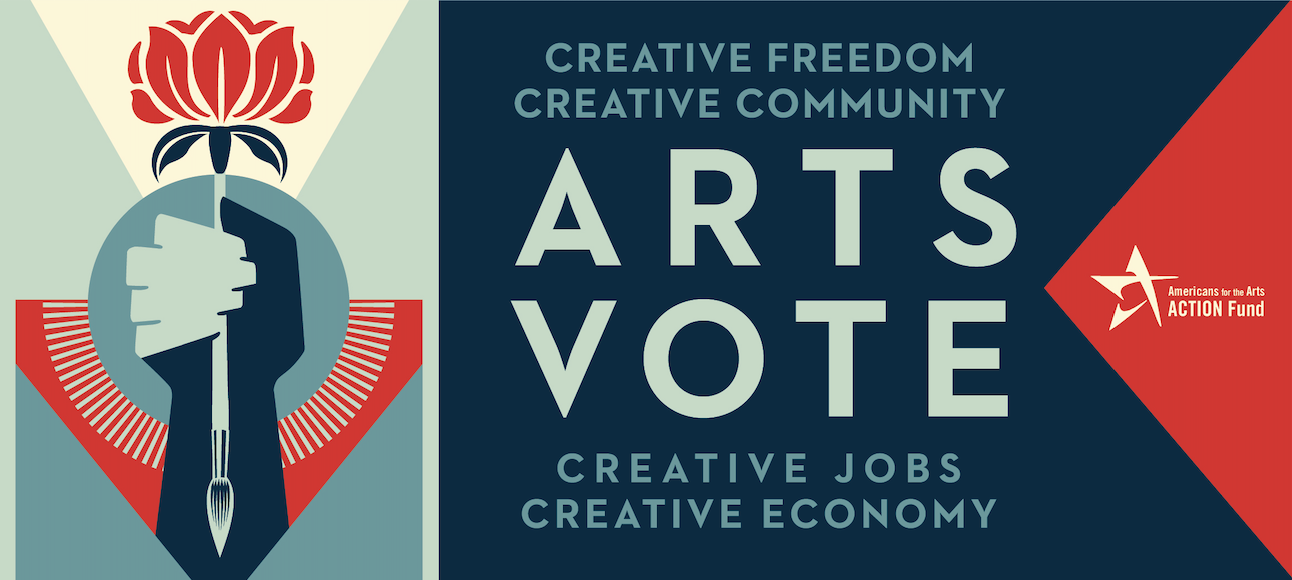 A logo from Americans for the Arts with the text: "Creative Freedom, Creative Community. Arts Vote. Creative Jobs, Creative Economy."